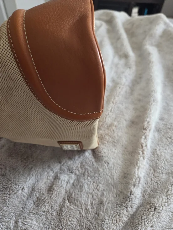 Dooney & Bourke Tan Canvas and Brown Leather Shoulder Bag - Picture 9 of 13